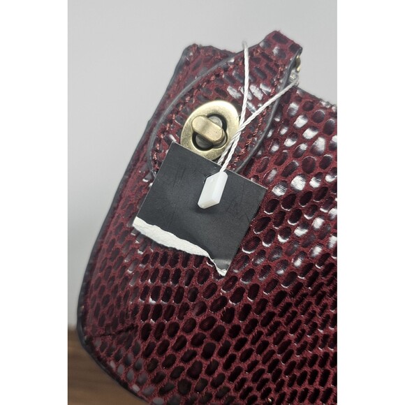 Joy Susan Mini Crossbody Burgundy Python Wristlet Wallet Clutch Vegan Leather - Picture 3 of 11